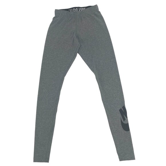 Nike Womens XS Leggings Gray "Just Do It" Logo Stretch Casual Athleisure Gym - Picture 1 of 7